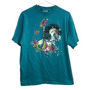 Vintage Single‎ Stitch Carousel Horse Floral Whimsy Romantic Shirt Size L